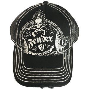 Official Fender Skull & Guitars Logo Trucker Hat Mesh Back Cap Snapback Rocker